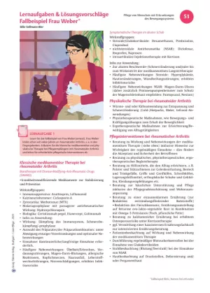 Arbeitsblatt: I care Pflege | Komplexe Fallbeispiele | Arthritis (Lösungen)