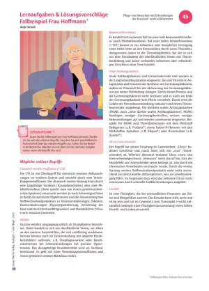 Arbeitsblatt: I care Pflege | Komplexe Fallbeispiele | Veneninsuffizienz (Lösungen)