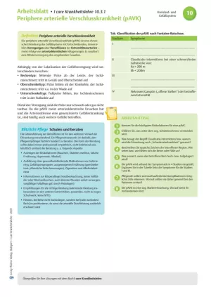 Arbeitsblatt: I care Krankheitslehre | Spezielle Krankheitslehre | pAVK (Arbeitsblatt)