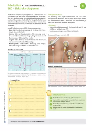 Arbeitsblatt: I care Krankheitslehre | Spezielle Krankheitslehre | EKG – Elektrokardiogramm (Arbeitsblatt)