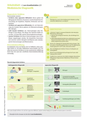Arbeitsblatt: I care Krankheitslehre | Grundlagen | Medizinische Diagnostik (Arbeitsblatt)