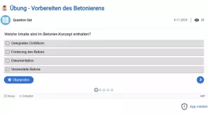 Interaktion: Vorbereiten des Betonierens Übung