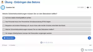 Interaktion: Einbringen des Betons Übung