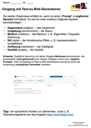 Arbeitsblatt: Umgang mit Text-zu-Bild-Generatoren