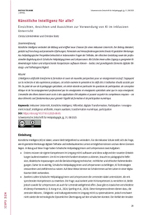Text: Künstliche Intelligenz für alle? Verwendung von KI im inklusiven Unterricht