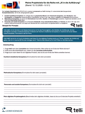 Bild: Projektziele - Arbeitsblatt