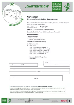 Anleitung: Bauanleitung 02 Gartentisch