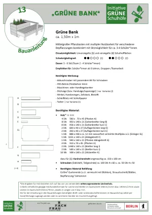Anleitung: Bauanleitung 14 Grüne Bank