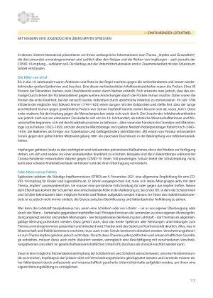 Text: Impfungen: Kleiner Piks - große Wirkung: Einleitung mit Experiment