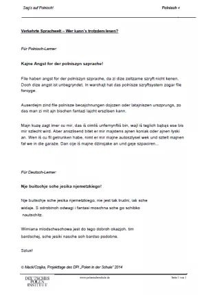 Entdeckendes: Sag's auf Polnisch! | Verkehrte Sprachwelt - Wer kann´s trotzdem lesen?