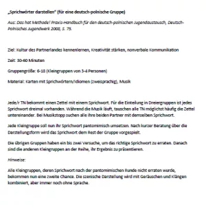 Anleitung: Polnisch leicht gemacht | Sprichwörter darstellen - für eine deutsch-polnische Gruppe (Anleitung)