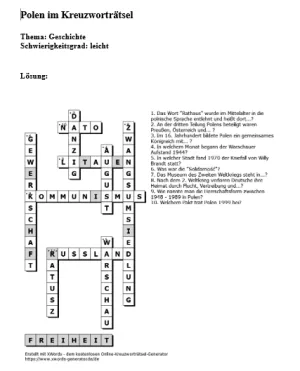 Arbeitsblatt: Polnische Geschichte | mittelschwer (Lösung)