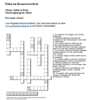 Arbeitsblatt: Städte in Polen | mittelschwer
