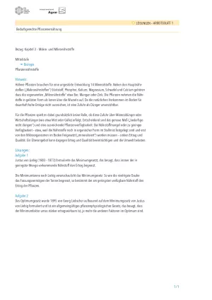 Arbeitsblatt: Pflanzenernährung: Ernährung - Wachstum - Ernte: Arbeitsblätter mit didaktischen Hinweisen