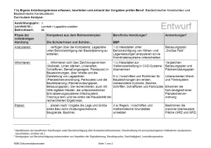 Unterrichtsplanung: Entwurf einer Curricularen Analyse zu Lernfeld 1 des neuen Rahmenlehrplans (gültig ab 2026): Lagepläne erstellen