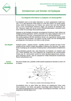 Handreichung: Schülerinnen und Schüler mit Epilepsie: Grundlegende Informationen