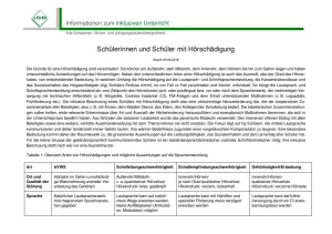 Handreichung: Informationen zum inklusiven Unterricht: Schülerinnen und Schüler mit Hörschädigung