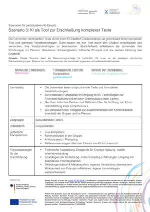 Unterrichtsplanung: Szenario 3: KI als Tool zur Erschließung komplexer Texte