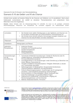 Unterrichtsplanung: Szenario 9: KI als Gefahr und KI als Chance