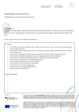 Arbeitsblatt: Arbeitsblatt zu Szenario 8: KI-Bildgenerierung unter die Lupe nehmen