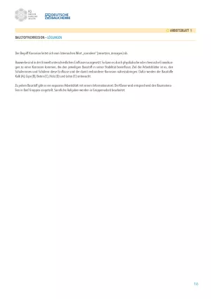 Unterrichtsplanung: Bauchemie: Von der Höhle zum Hochhaus - Lösungsblätter mit didaktischen Hinweisen