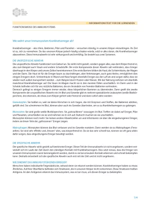 Unterrichtsbaustein: Impfungen: Kleiner Piks - große Wirkung: Immunsystem - Schülerversion