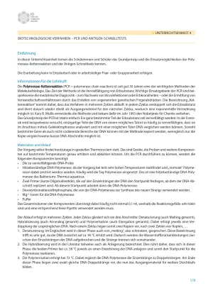 Unterrichtsplanung: Impfungen: Kleiner Piks - große Wirkung: PCR und Schnelltest - Didaktische Hinweise