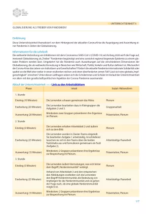 Unterrichtsplanung: Impfungen: Kleiner Piks - große Wirkung: Globalisierung - Didaktische Hinweise