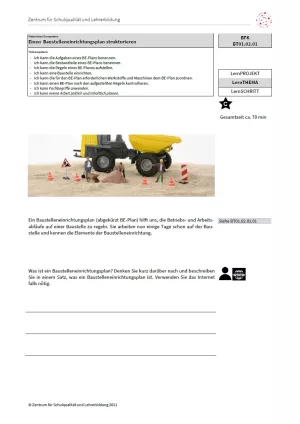 Arbeitsblatt: Einen Baustelleneinrichtungsplan strukturieren (Niveau C | PDF)