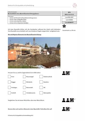 Arbeitsblatt: Bestandteile eines Baustelleneinrichtungsplanes (Niveau B | DOCX)