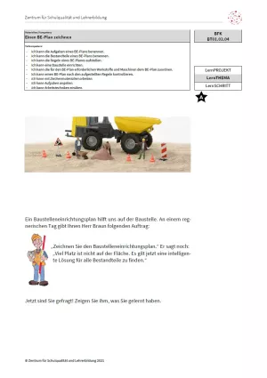 Arbeitsblatt: Einen Baustelleneinrichtungsplan zeichnen (Niveau A | PDF)