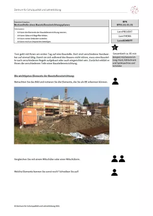 Arbeitsblatt: Bestandteile eines Baustelleneinrichtungsplanes (Niveau C | PDF)