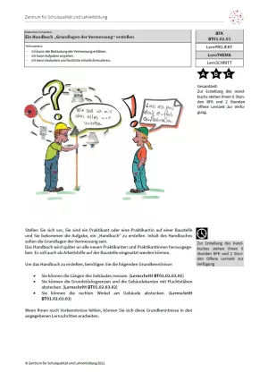 Arbeitsblatt: Ein Handbuch „Grundlagen der Vermessung“ erstellen (Niveau A, B, C | PDF)