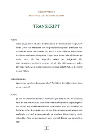 Text: Medienpaket 2 | Rassismus und Rassismuskritik | Transkript zum Video