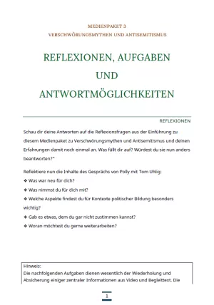 Arbeitsblatt: Medienpaket 3 | Verschwörungsmythen und Antisemitismus | Reflexionen und Aufgaben