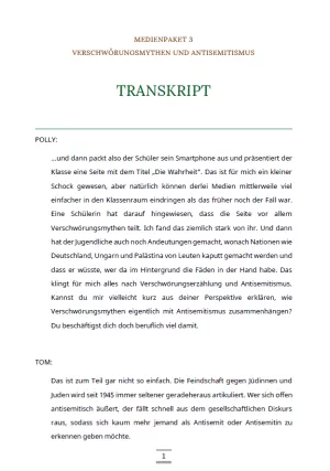 Text: Medienpaket 3 | Verschwörungsmythen und Antisemitismus | Transkript zum Video