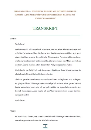 Text: Medienpaket 6 | Politische Bildung als Entdeckungsreise | Kapitel 1 - Transkript zum Video