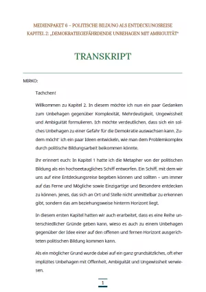 Text: Medienpaket 6 | Politische Bildung als Entdeckungsreise | Kapitel 3 - Transkript zum Video 2
