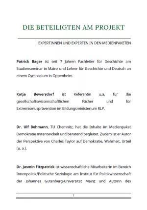 Sonstiges: TWIND Politische Bildung | Die Beteiligten am Projekt | Liste der Experten