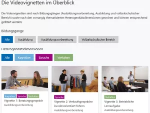 Webseite: Förderbezogene Diagnostik in heterogenen Klassen - Material / Videovignetten für die Lehrkräftebildung für inklusiven Unterricht in beruflichen Schulen