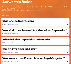 Webseite: Fragen und Antworten zum Thema Depression