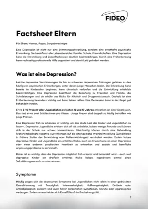 Merkblatt: Factsheets zum Thema Depression | Eltern