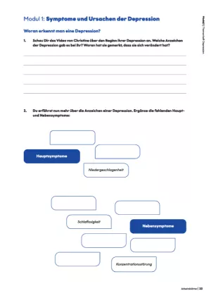 Arbeitsblatt: Modul 1: Symptome und Ursachen der Depression | Arbeitsblatt