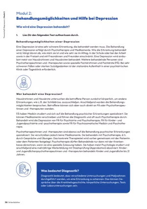 Arbeitsblatt: Modul 2: Behandlungsmöglichkeiten und Hilfe bei Depression | Arbeitsblatt