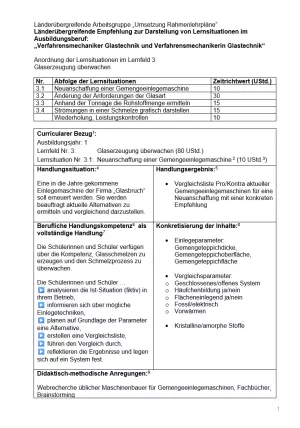 Unterrichtsplanung: Neuanschaffung einer Gemengeeinlegemaschine
