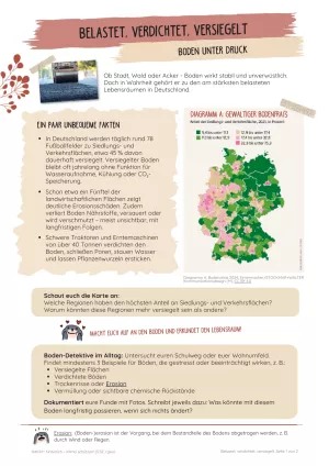 Unterrichtsbaustein: Belastet, verdichtet, versiegelt | Boden unter Druck