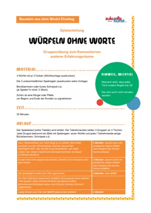 Unterrichtsbaustein: Zukunftskunst | Modul 1 | Würfeln ohne Worte - Spielanleitung