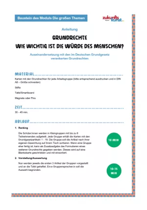Unterrichtsbaustein: Zukunftskunst | Modul 3 | Rank your Grundrechte - Anleitung