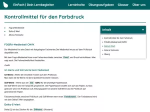Webseite: Kontrollmittel für den Farbdruck