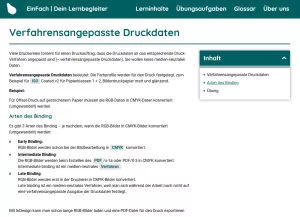 Webseite: Verfahrensangepasste Druckdaten